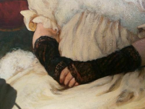 Art Antique Oil On Canvas Of Young Girl Weedon Grossmith 1882 photo