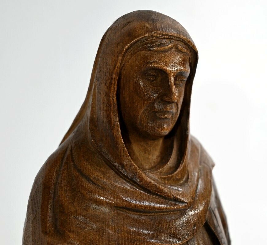Statue Of Saint Anne In Ash Signed E.Le Neuthier  Mid 19th Century photo vinterior
