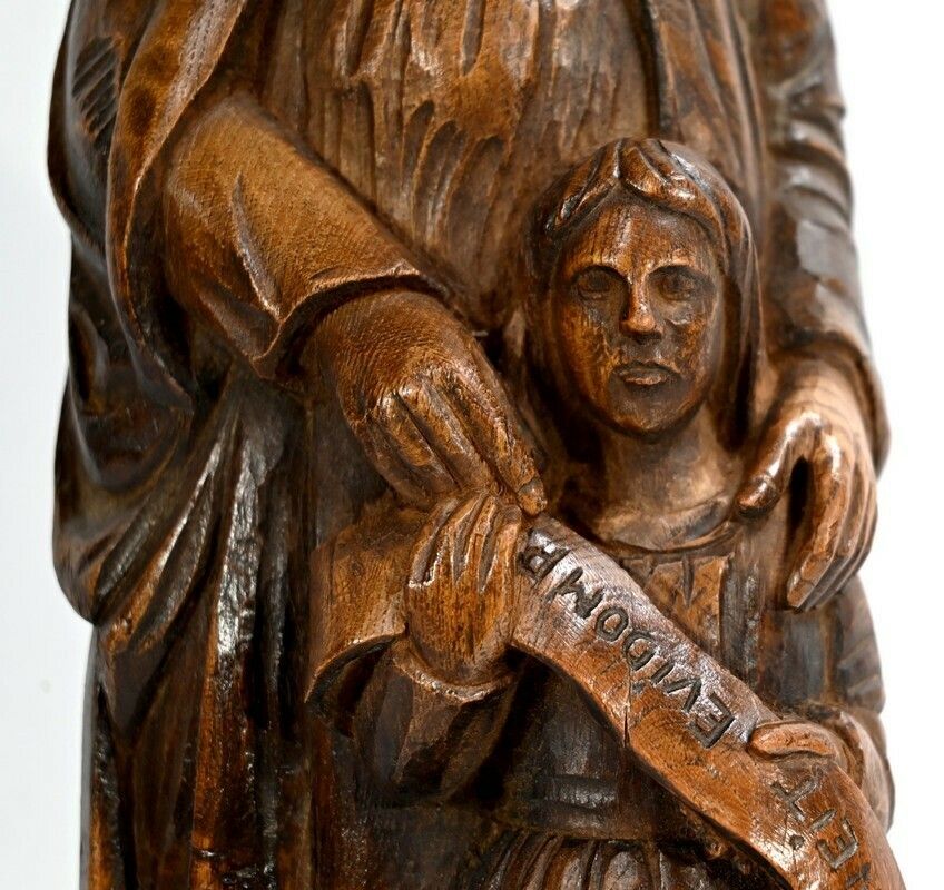 photo for sale Statue Of Saint Anne In Ash Signed E.Le Neuthier  Mid 19th Century