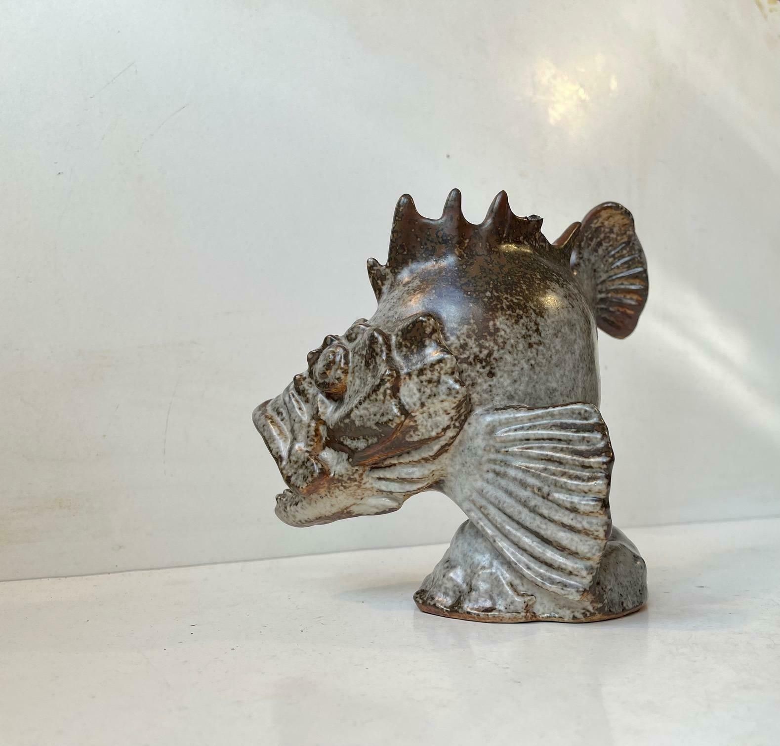 Saxbo Stoneware Dragon Fish Sculpture By Hugo Liisberg photo furniture