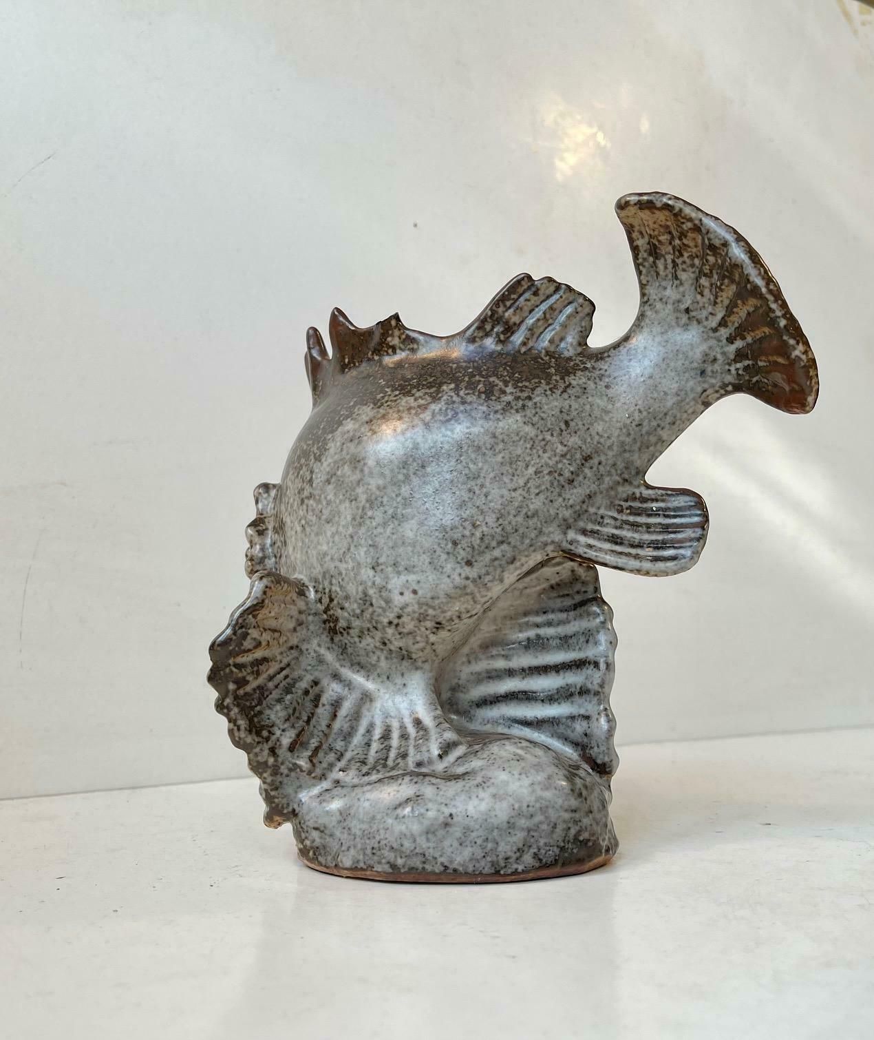 Saxbo Stoneware Dragon Fish Sculpture By Hugo Liisberg photo 702.0