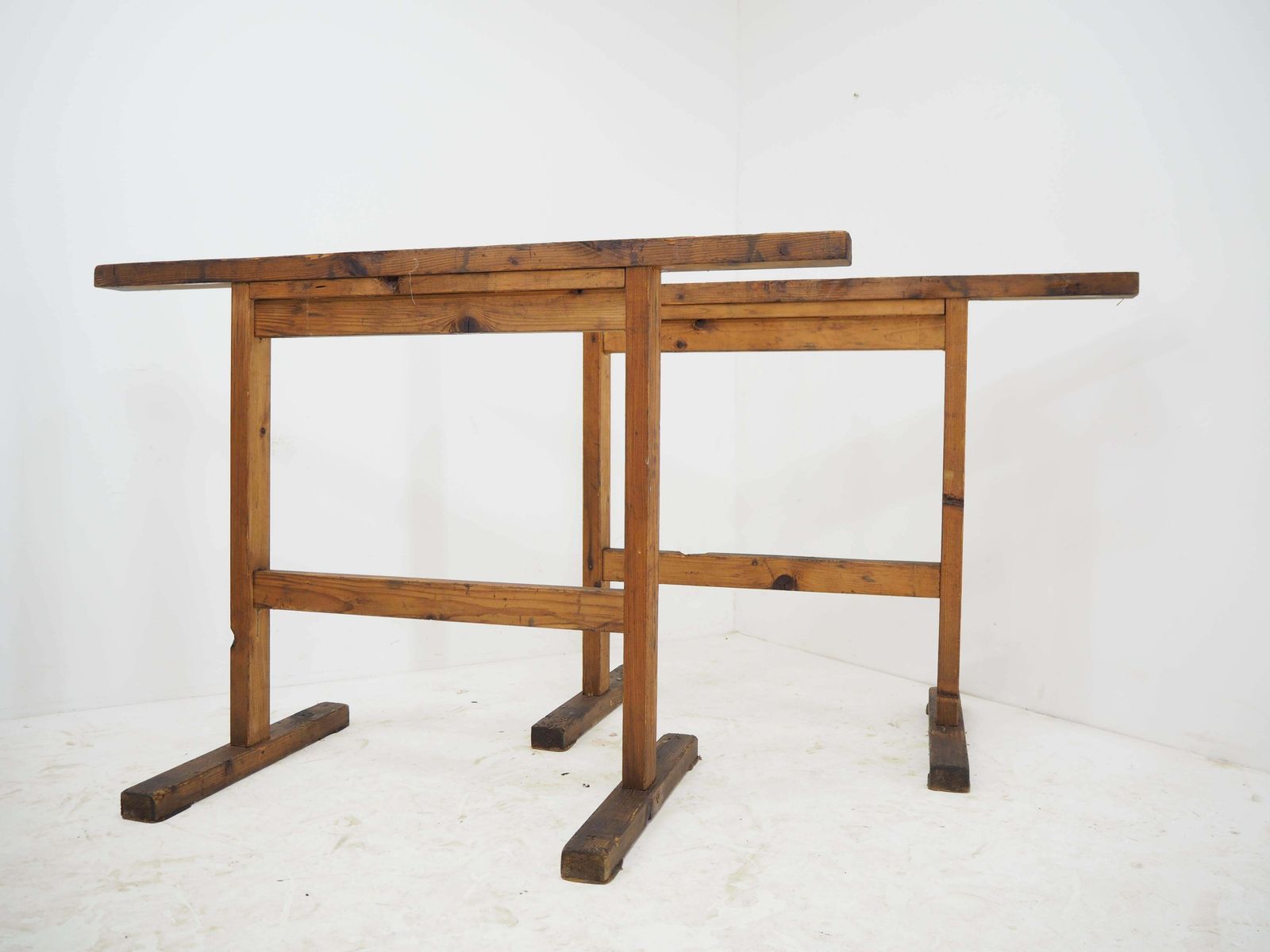 Pair Of Industrial Trestle Table Bases, Early 20th Century photo vinterior