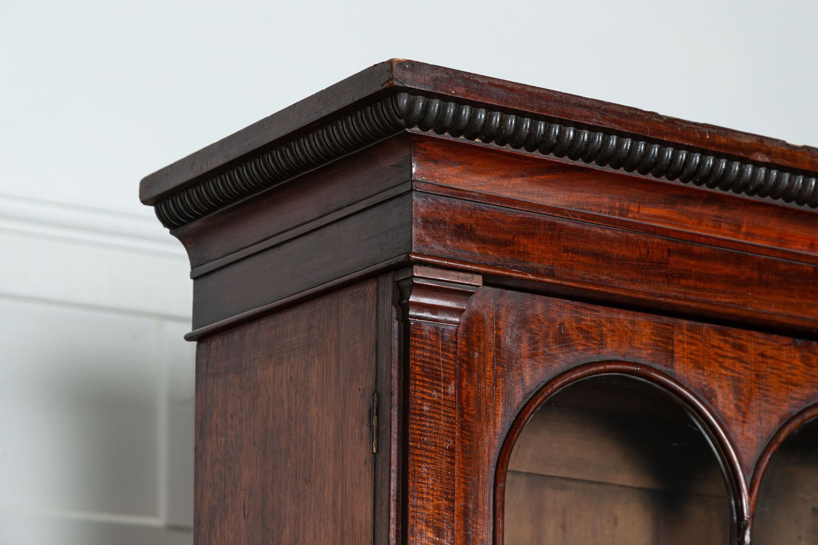 Large English Regency Mahogany Glazed Secretaire Bookcase photo vintage