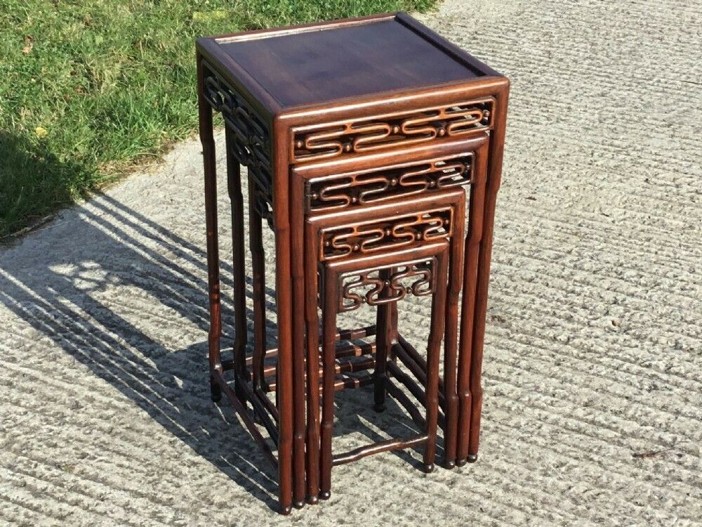 Fabulous Nest Of Four Chinese Rosewood Tables photo for sale