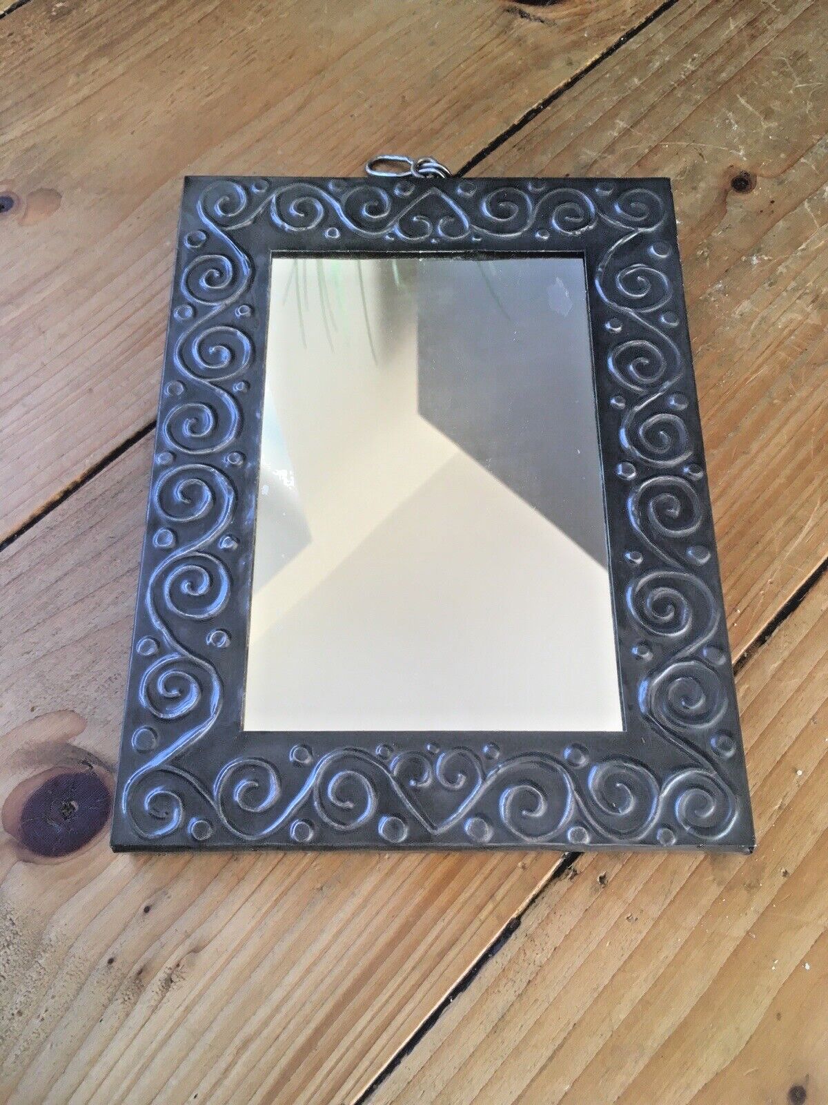 Vintage 60s Pewter Folk Art Hearts & Scrolls Mirror Nouveau Style Paul Morafon ? photo for sale