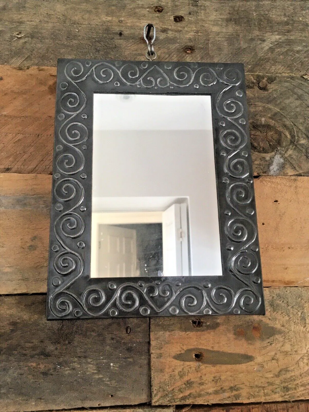 Vintage 60s Pewter Folk Art Hearts & Scrolls Mirror Nouveau Style Paul Morafon ? photo vintage