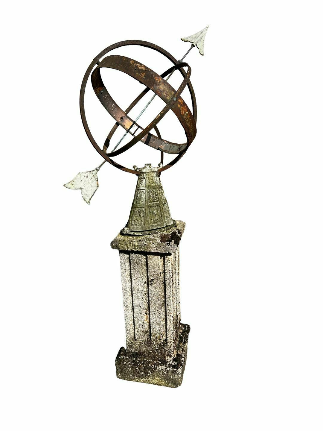 Sundial Iron In Copper & Zinc Metal, Artificial Stone