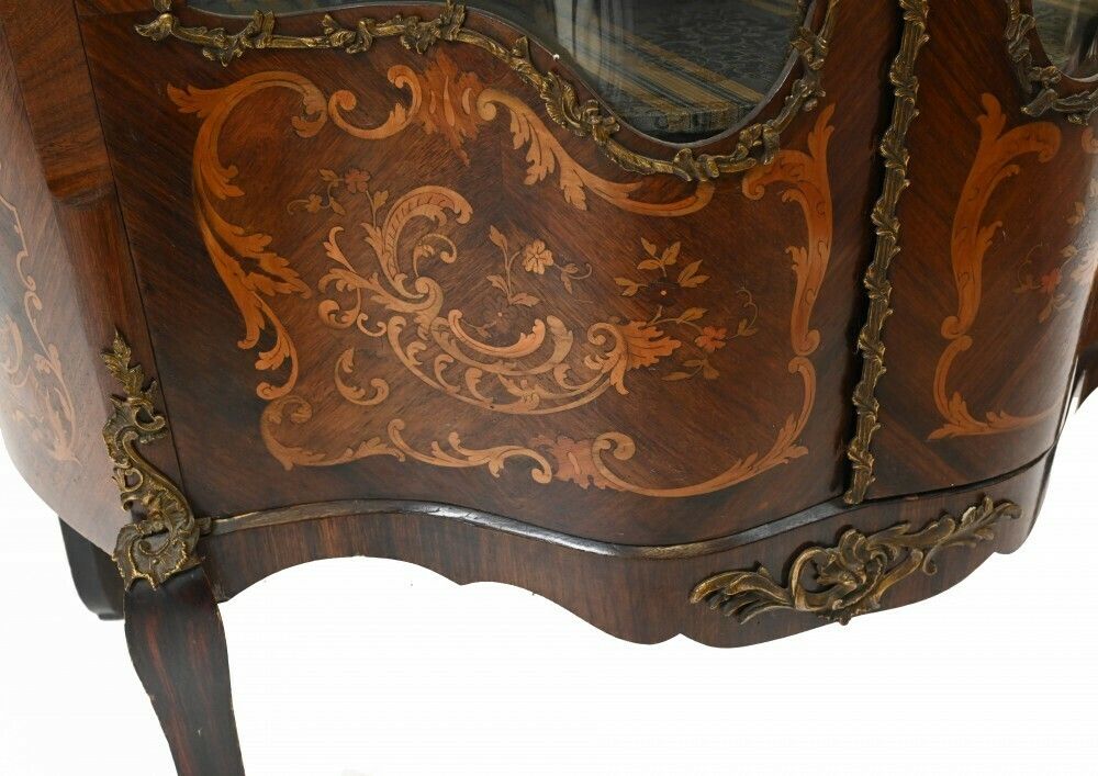 French Empire Vitrine Display Cabinet Inlay 1880 photo Furniture