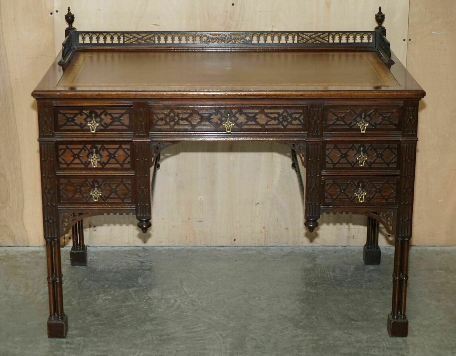 Important Original Edward & Roberts Restored Chinese Thomas Chippendale Desk photo for sale
