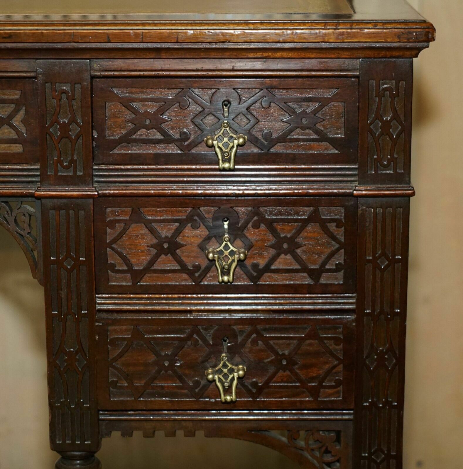 6500.0 Important Original Edward & Roberts Restored Chinese Thomas Chippendale Desk photo