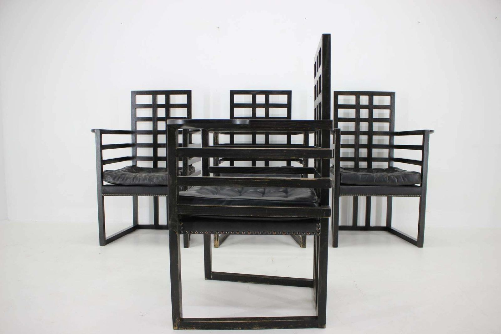 Set Of Four Josef Hoffmann Armloffel Chairs Made By Wittmann, Austria photo vintage