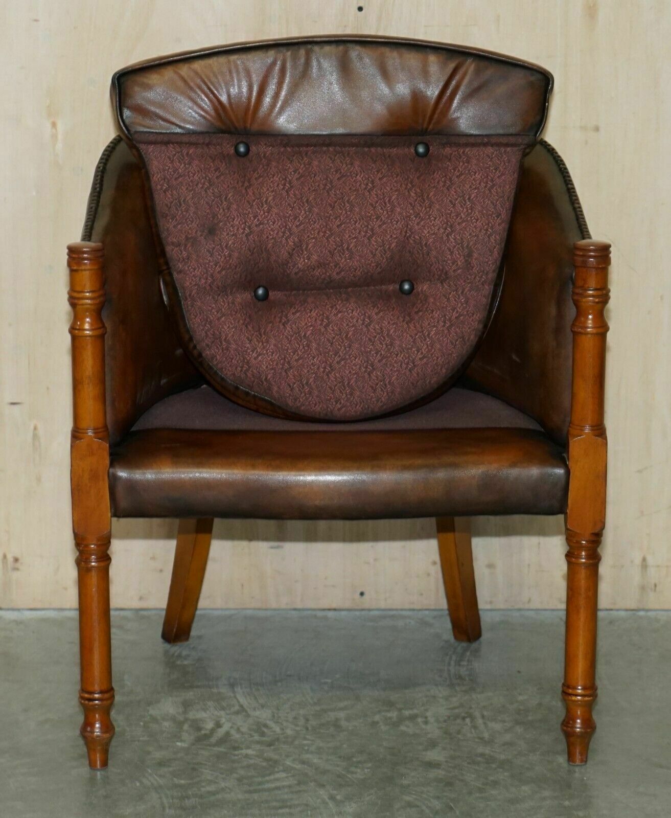 15000.0 Six Hand Dyed Brown Leather Thomas Chippendale Chesterfield Tub Club Armchairs photo