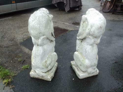 photo furniture Pair Of Antique Stone Garden Lions C.1880   1900