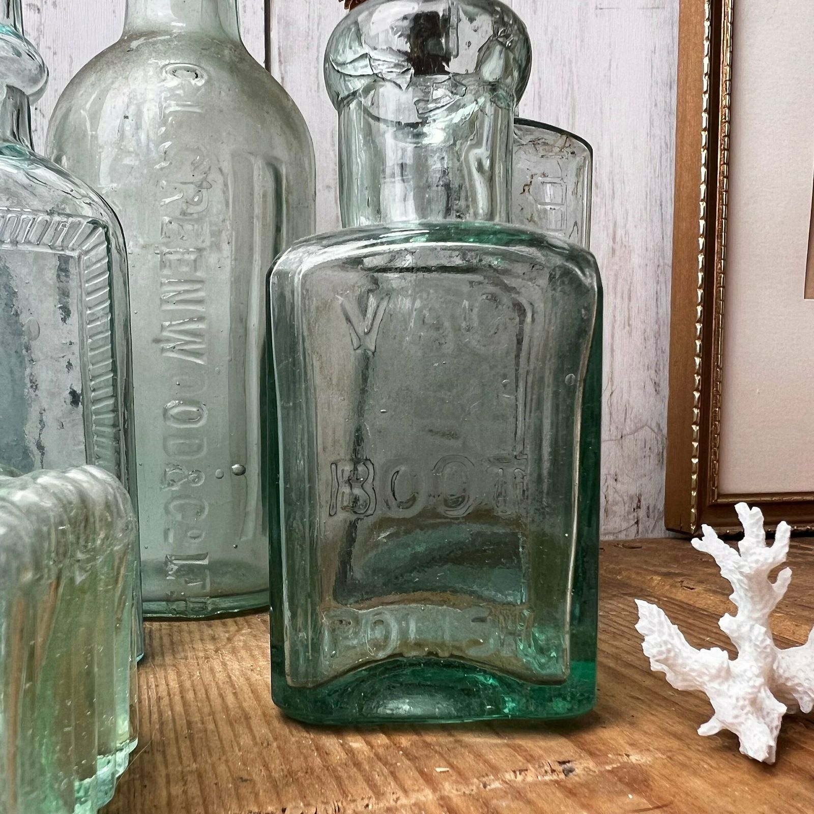 Collection Of Ten Antique Glass Poison Apothecary Chemist Bottles Vases photo Home Decor