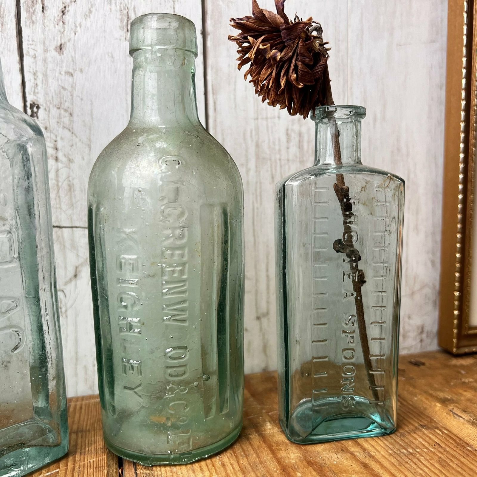 Collection Of Ten Antique Glass Poison Apothecary Chemist Bottles Vases photo 50.0