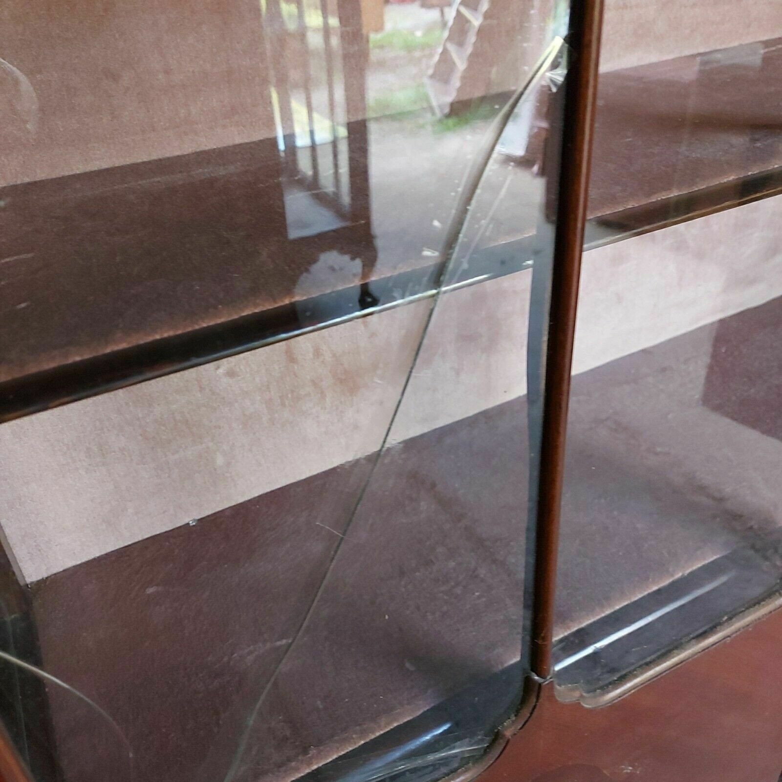 photo buy 1920's Mahogany Double Door Display Cabinet On Queen Anne Legs For Restoration