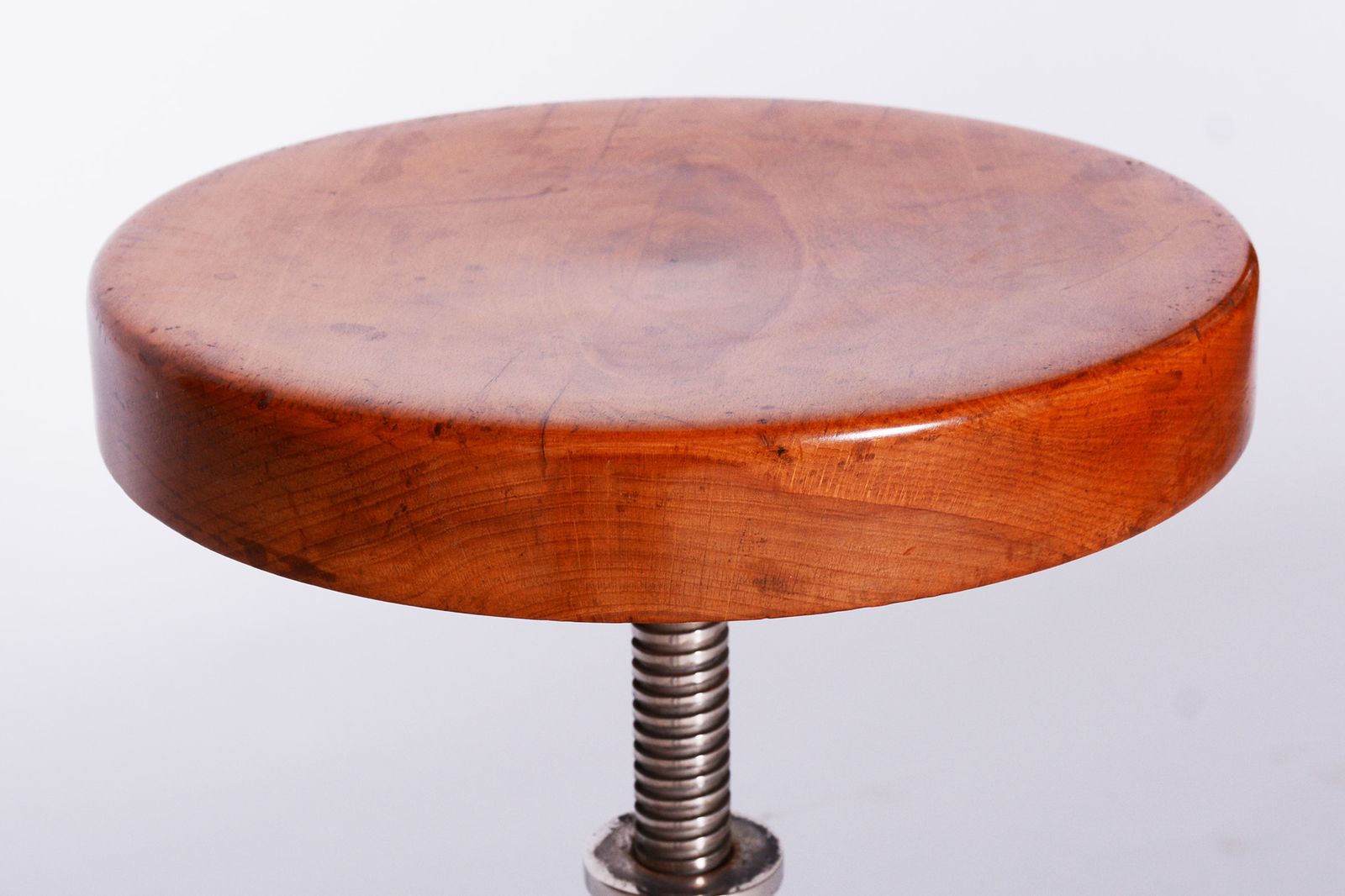 Restored Bauhaus Stool, Mücke Melder, Beech, Chrome Plated Steel, Czechia, 1930s photo for sale