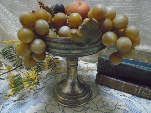 Antique French Art Nouveau Silver Plated Compote Dish, Pedestal Fruit Bowl, Silver Brass Copper Tableware, Cake Stand