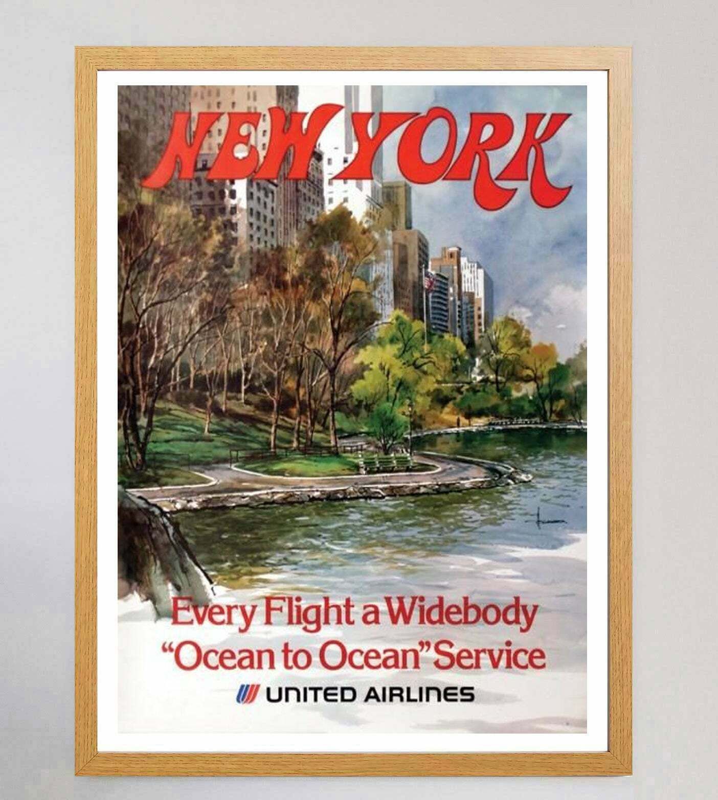 United Airlines   New York Vendor 1970 Original Vintage Poster photo Art