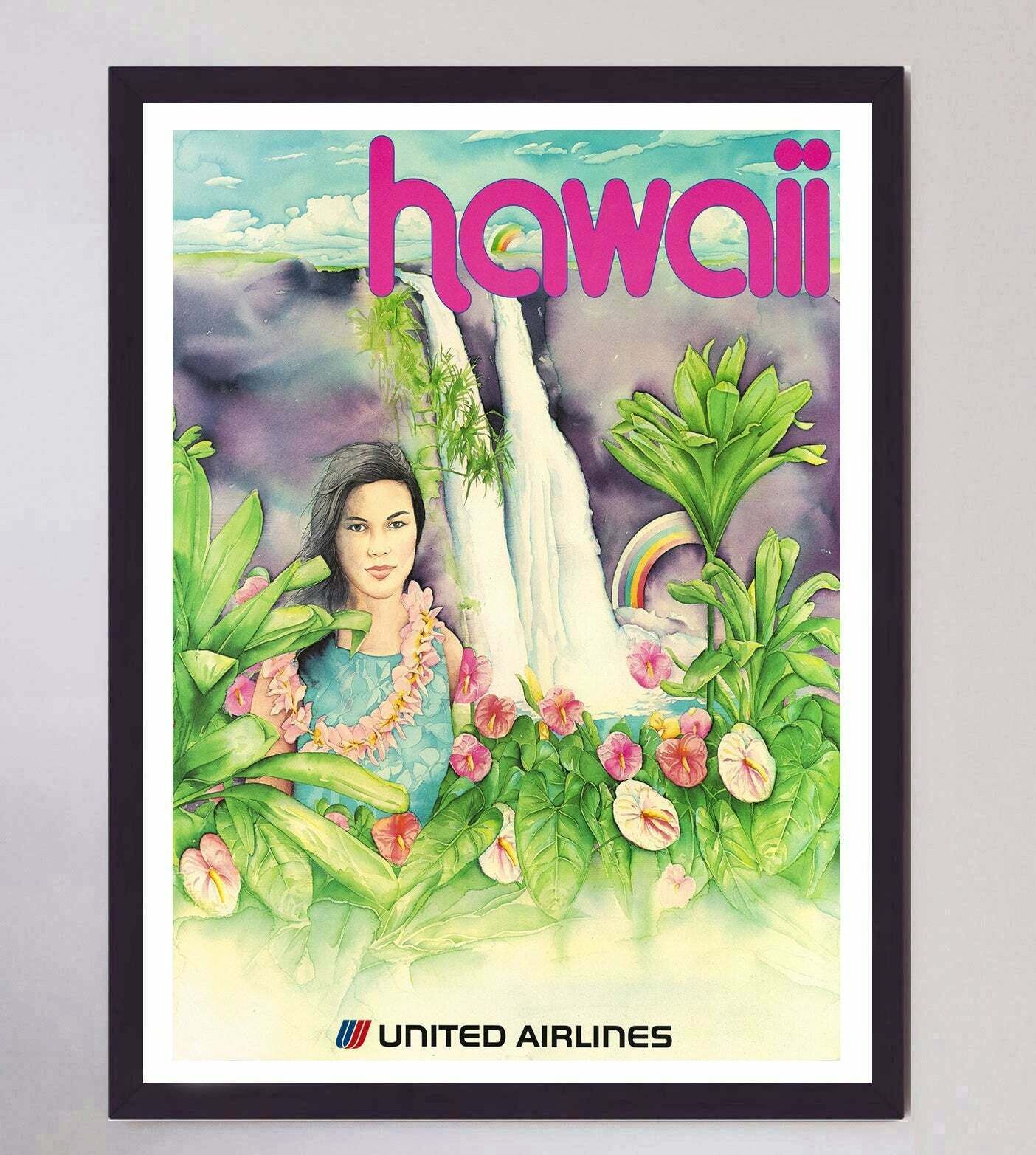 United Airlines   Hawaii Vendor 1970 Original Vintage Poster photo furniture