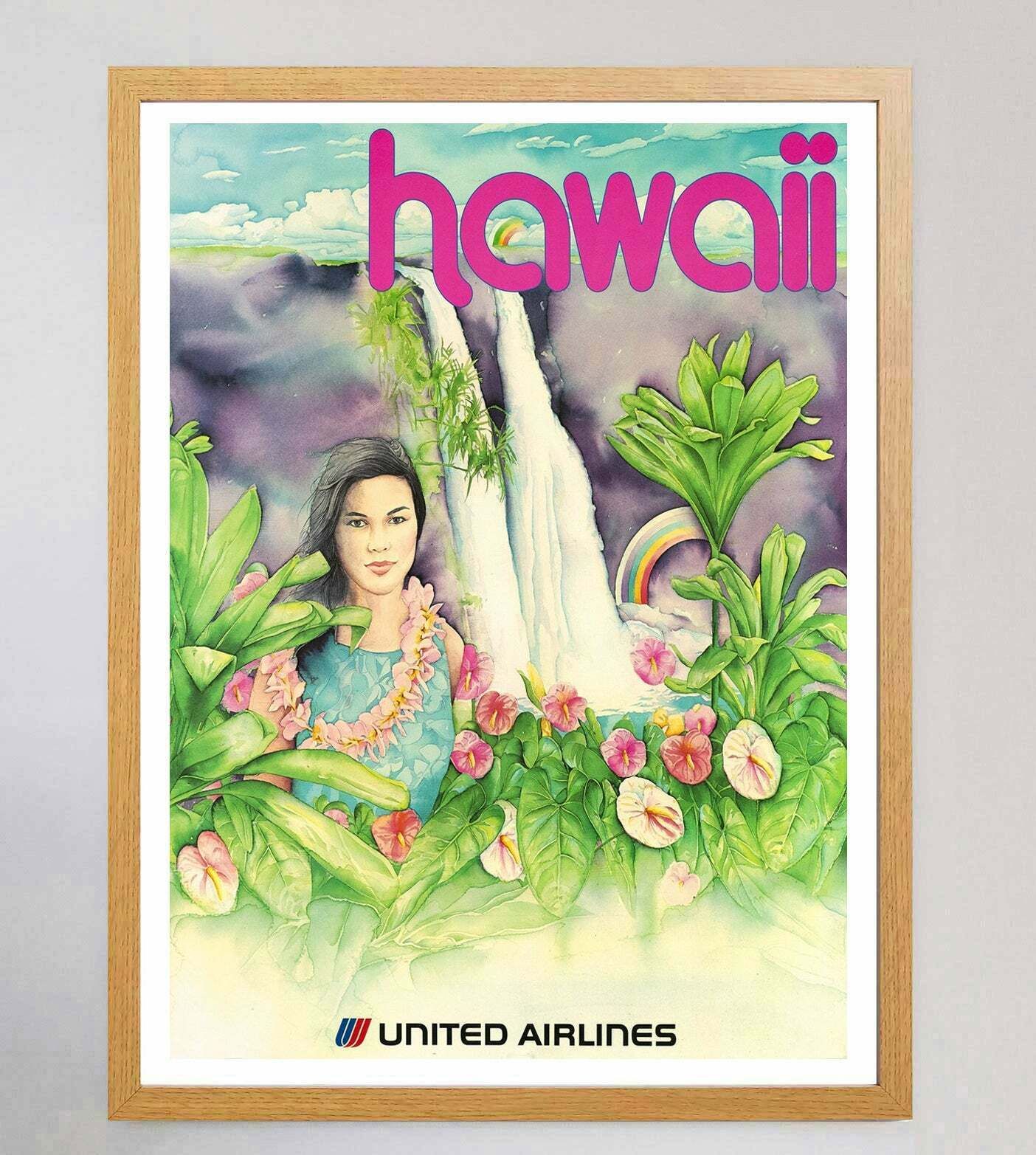 United Airlines   Hawaii Vendor 1970 Original Vintage Poster photo Art