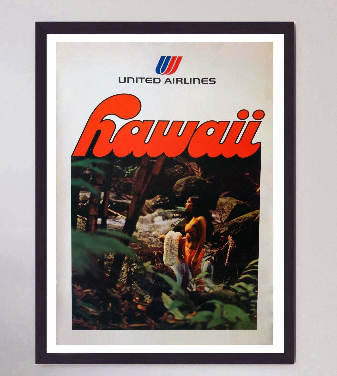 United Airlines   Hawaii Vendor 1977 Original Vintage Poster photo furniture