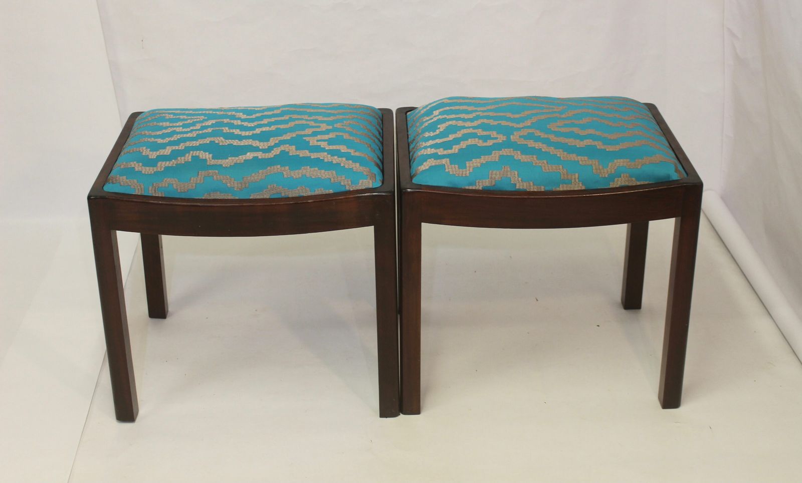 photo furniture Pair Of Designer Stools From The 50s/60s In Jacquard Fabric.