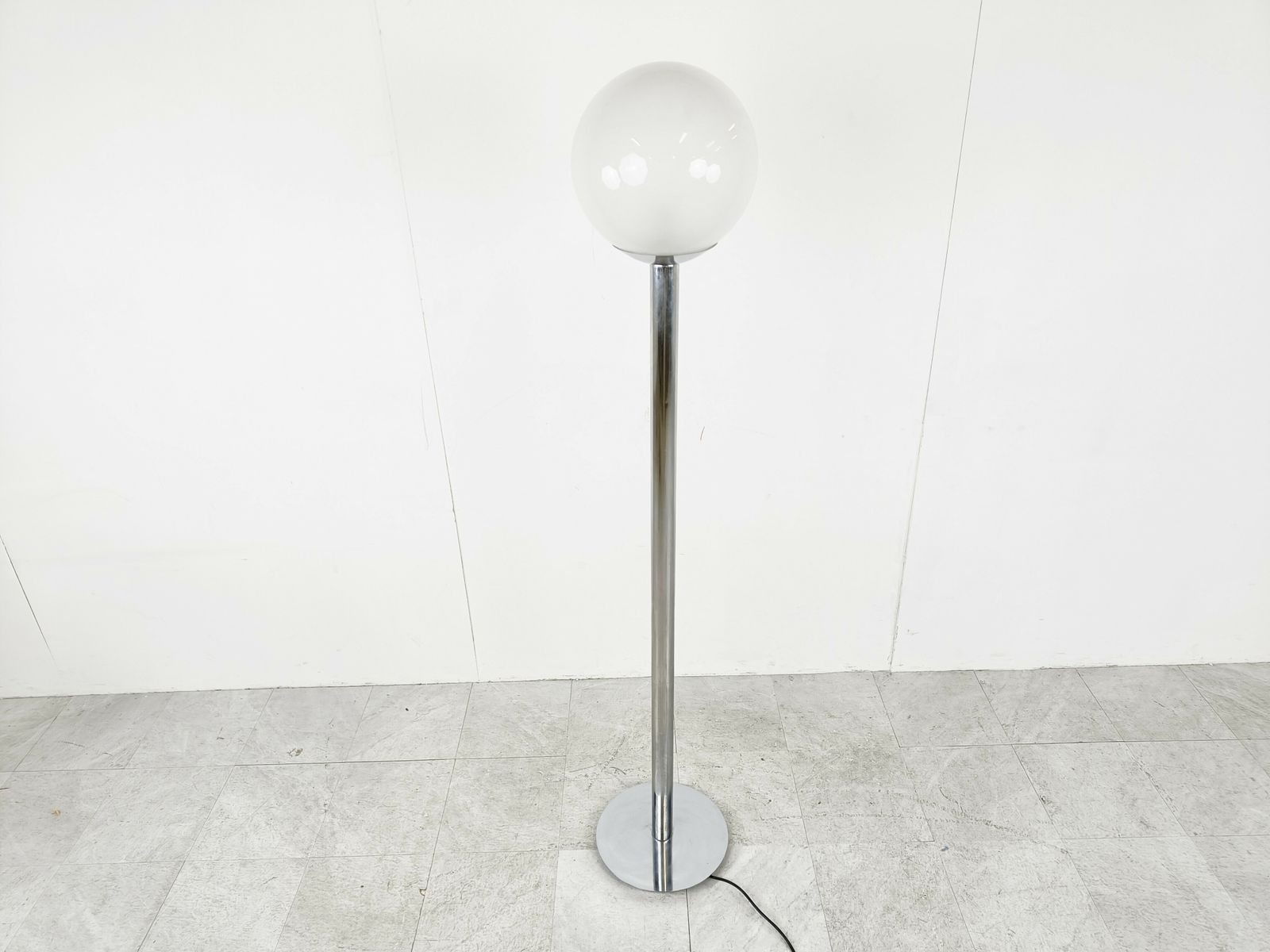 photo for sale Vintage Chrome And Glass Floor Lamp, 1970s
