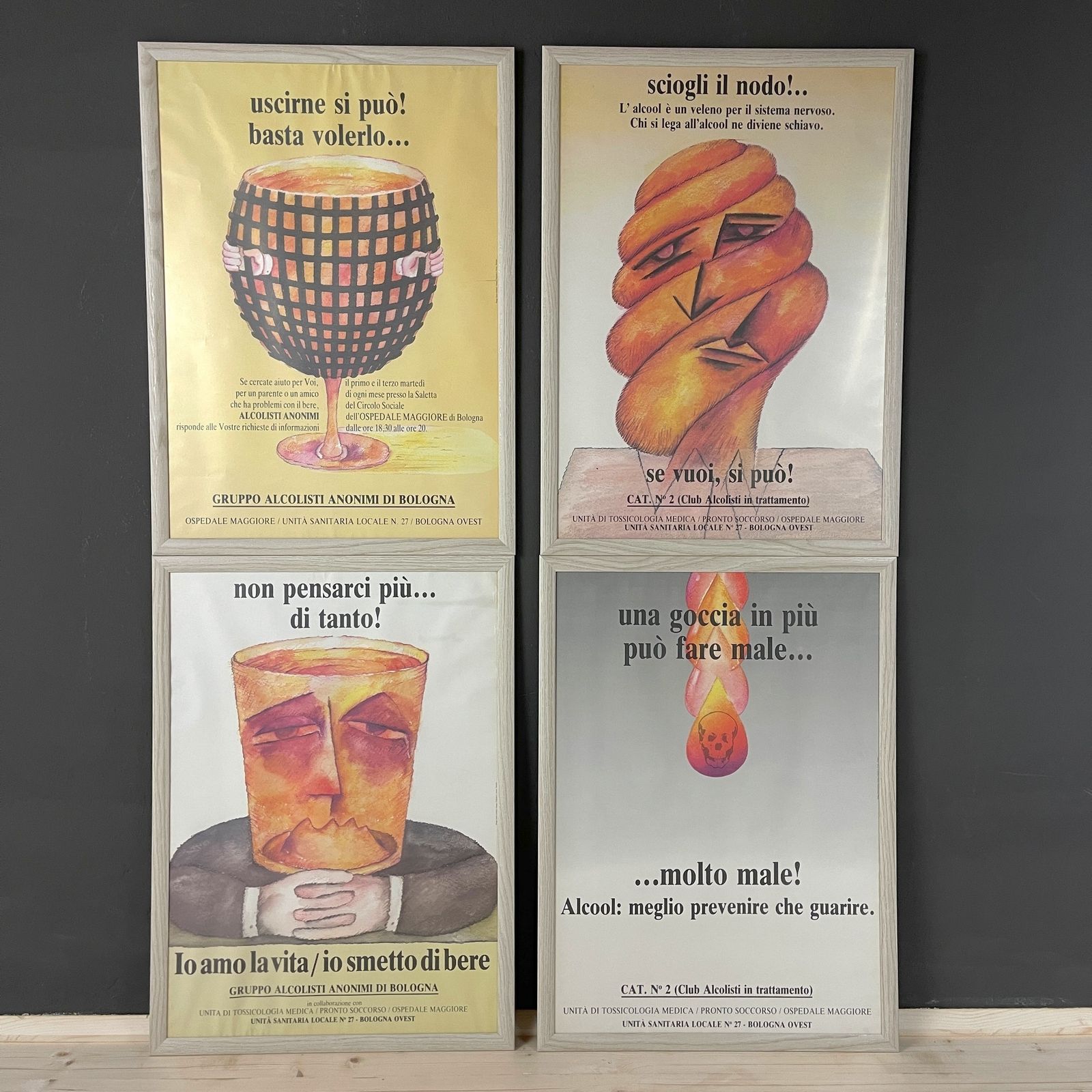 Original Posters From Alcoholics Anonymous Design By Ennio Tamburi Bologna Italy 1980s Set Of 4 photo buy