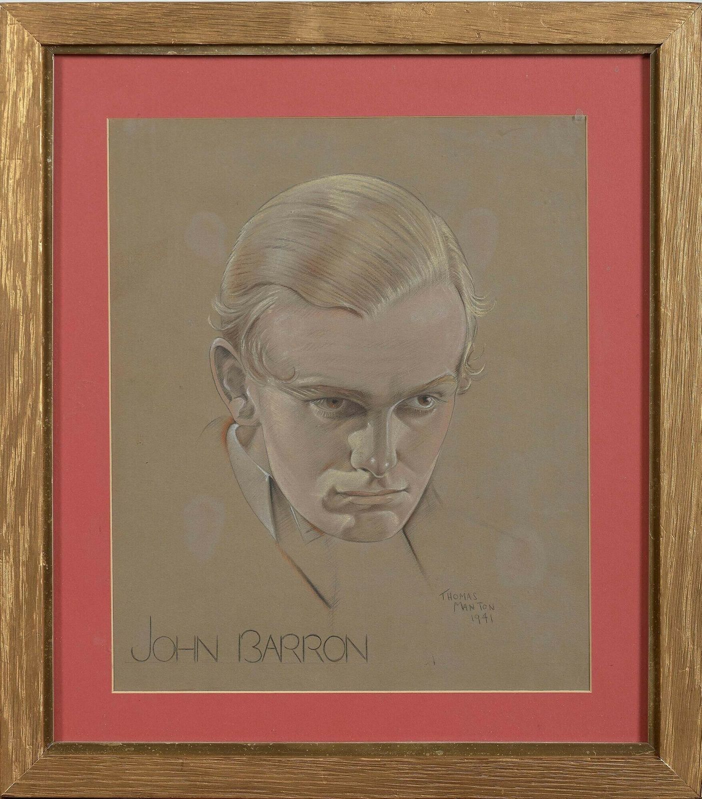 20th Century British Artist Thomas Manton 'Portrait Of John Barron, 1941'
