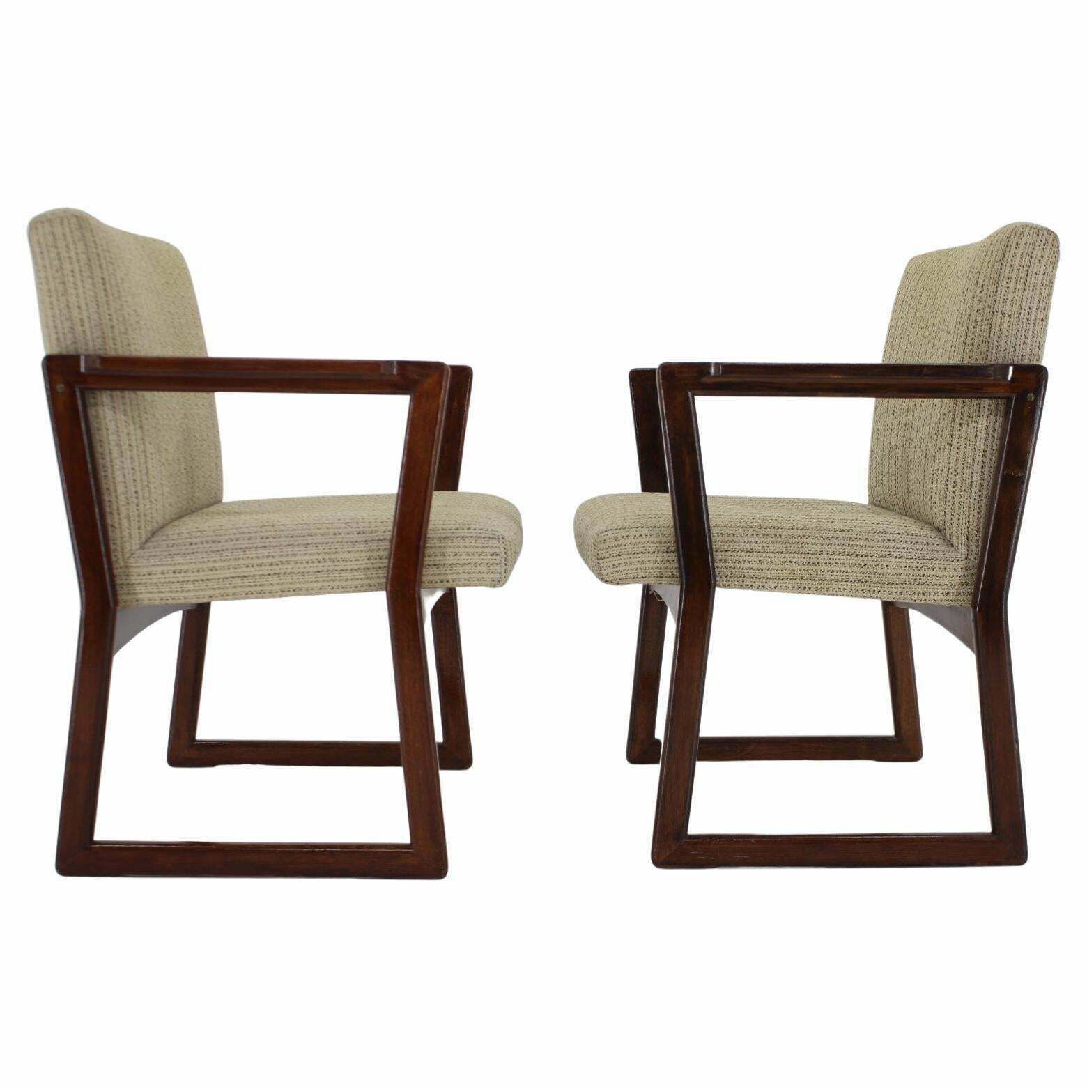 1960s Pair Of Beech Armachairs, Czechoslovakia