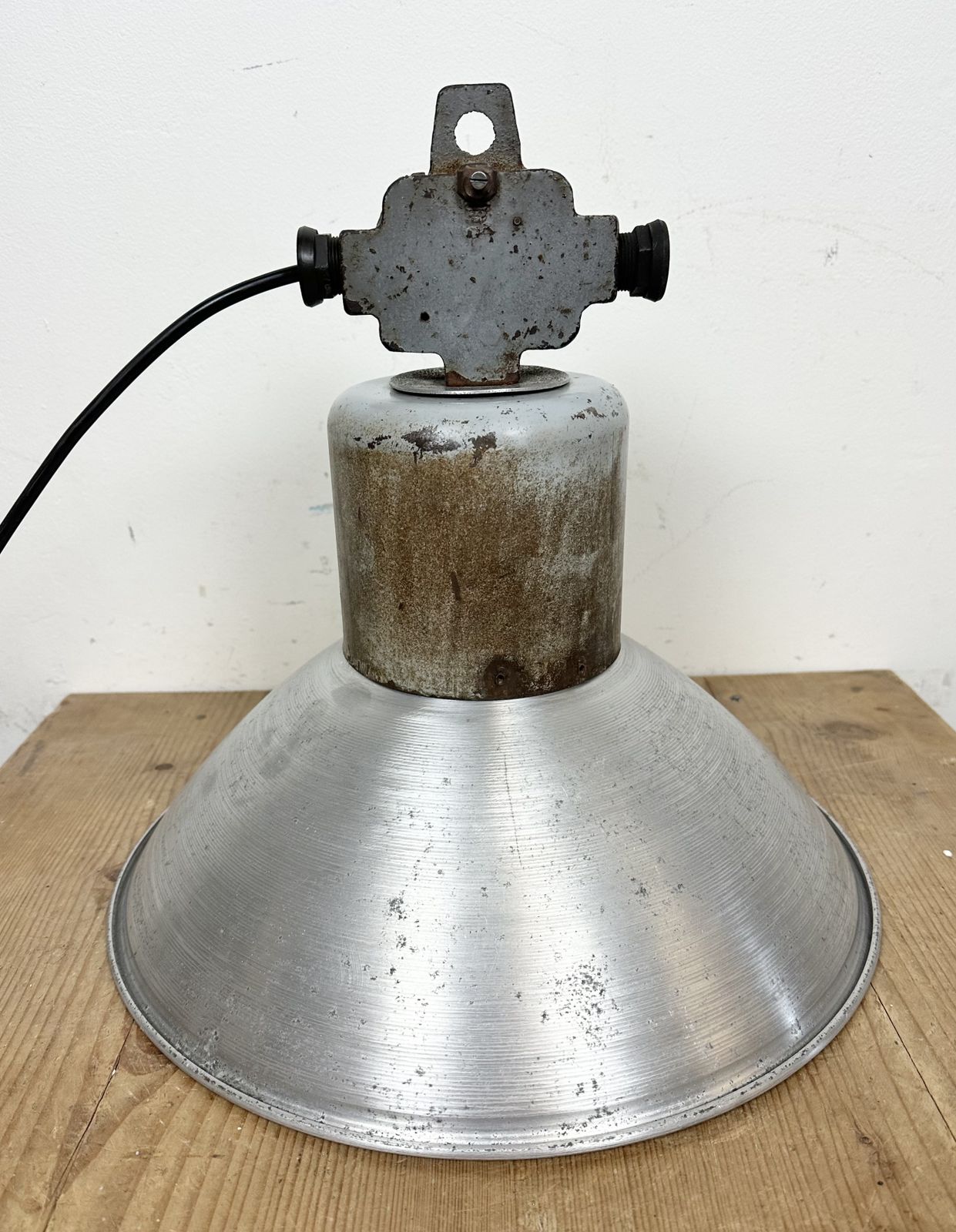 Industrial Aluminium Pendant Lamp From Polam Wilkasy, 1960s, 2x photo furniture