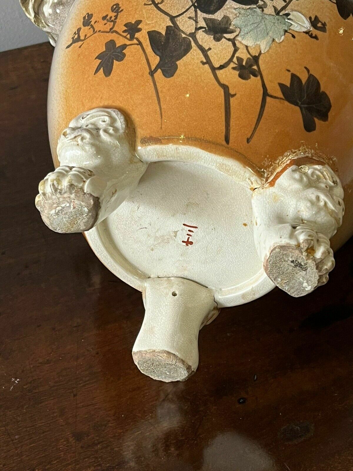 photo for sale Satsuma Dogs Of Fo Vase On Stand. Large & Impressive