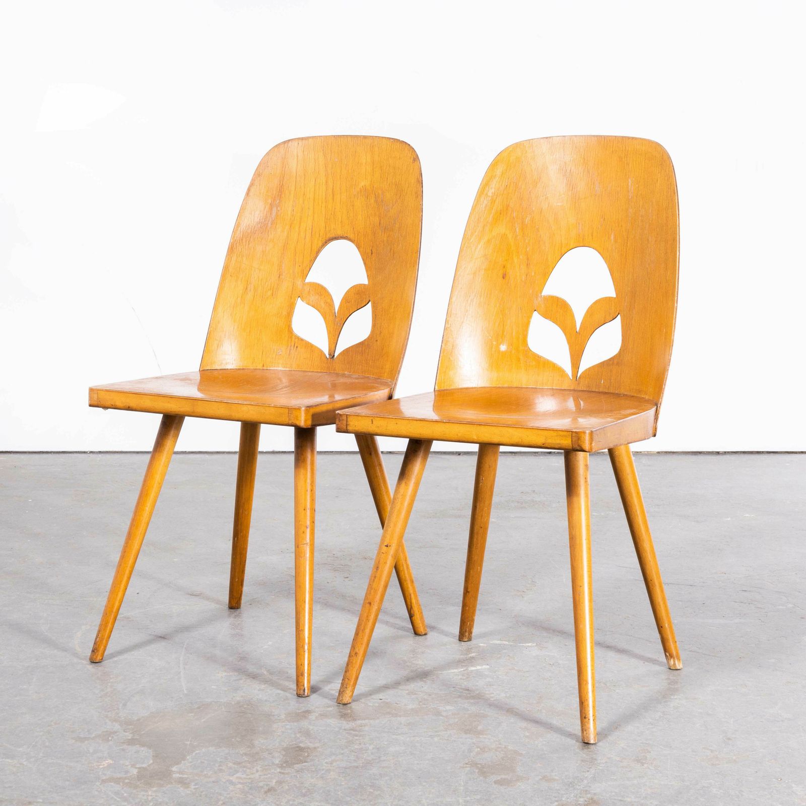 1950’s Fretwork Detail Dining Chairs By Radomir Hoffman – Pair