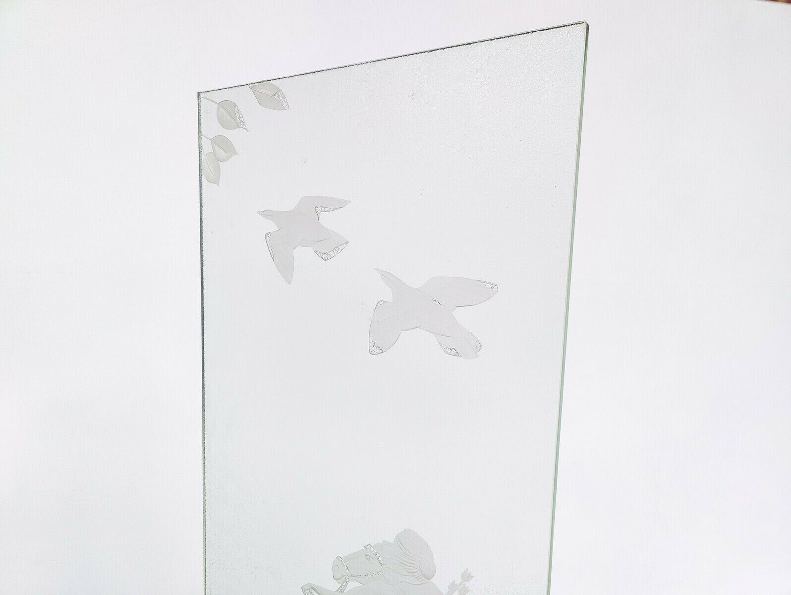 Pair Of Mid Century Modern Engraved Glass Panels photo furniture