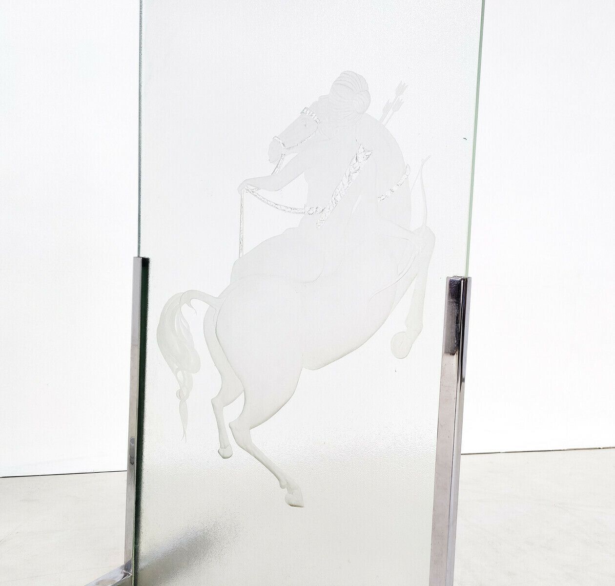 Pair Of Mid Century Modern Engraved Glass Panels photo Home Decor