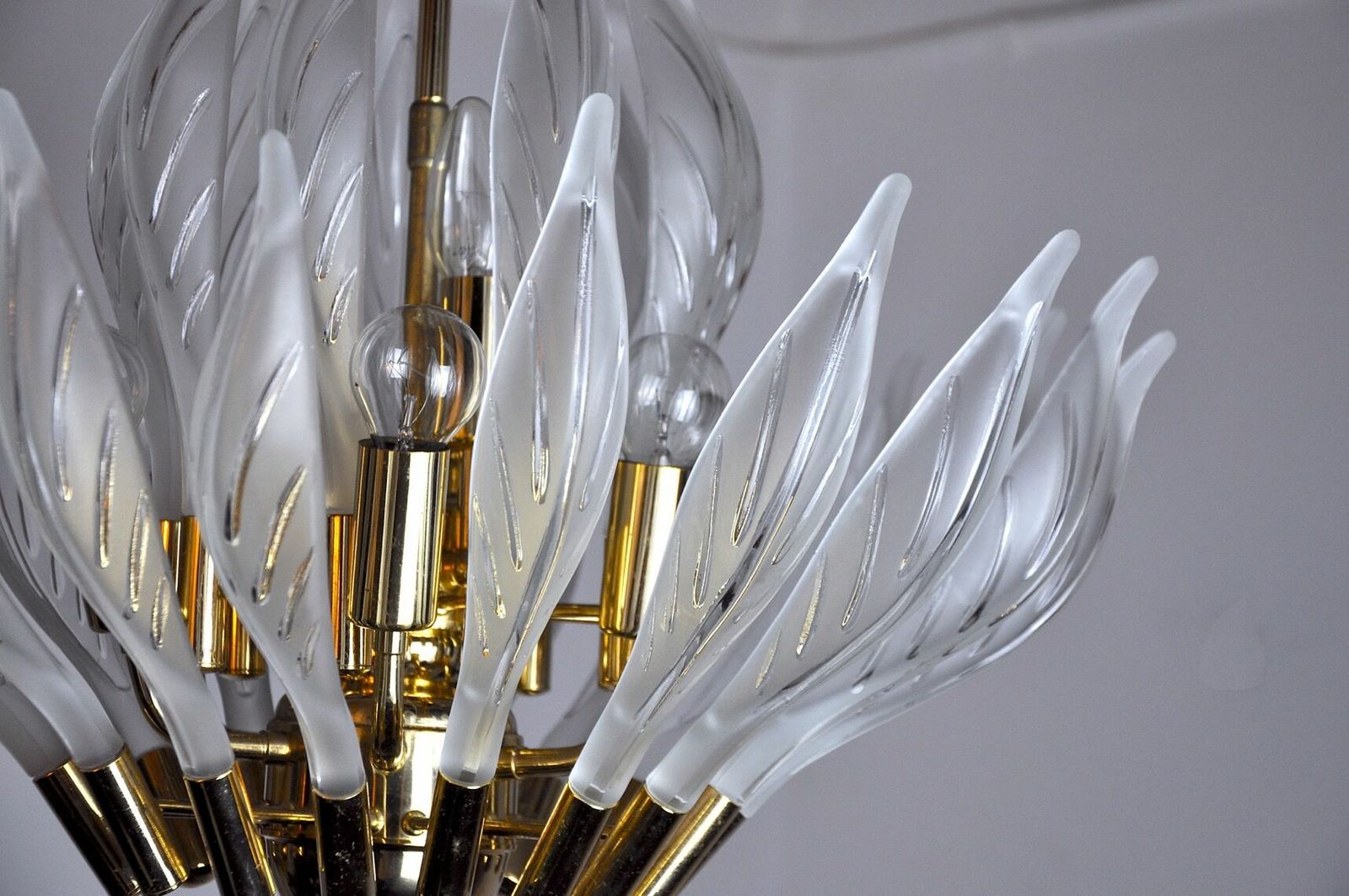 Floral Chandelier By Venini Leaves In Murano Glass Italy, 1970 photo vintage