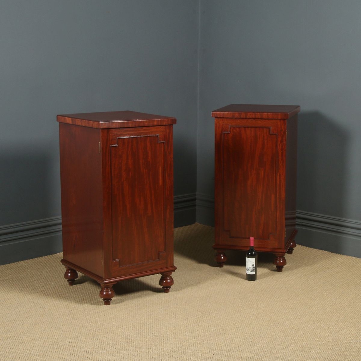 English Pair Of Regency Figured Mahogany Pedestal Cabinets / Cupboards (Circa 1820) photo furniture