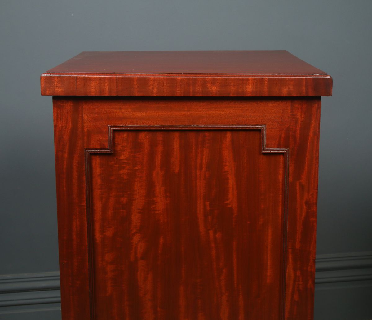 photo vinterior English Pair Of Regency Figured Mahogany Pedestal Cabinets / Cupboards (Circa 1820)