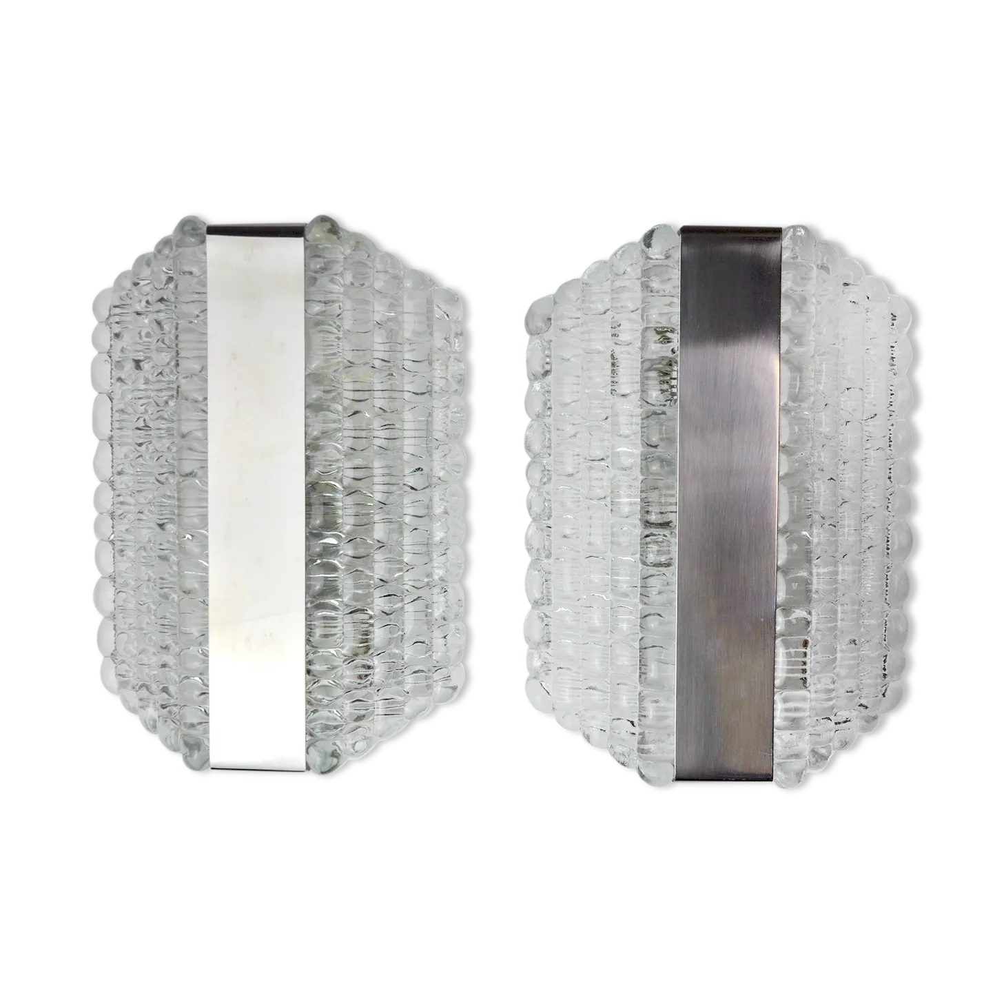 Pair Of Wall Lamps By Kaiser Leuchten, Frosted Glass, Germany, 1960
