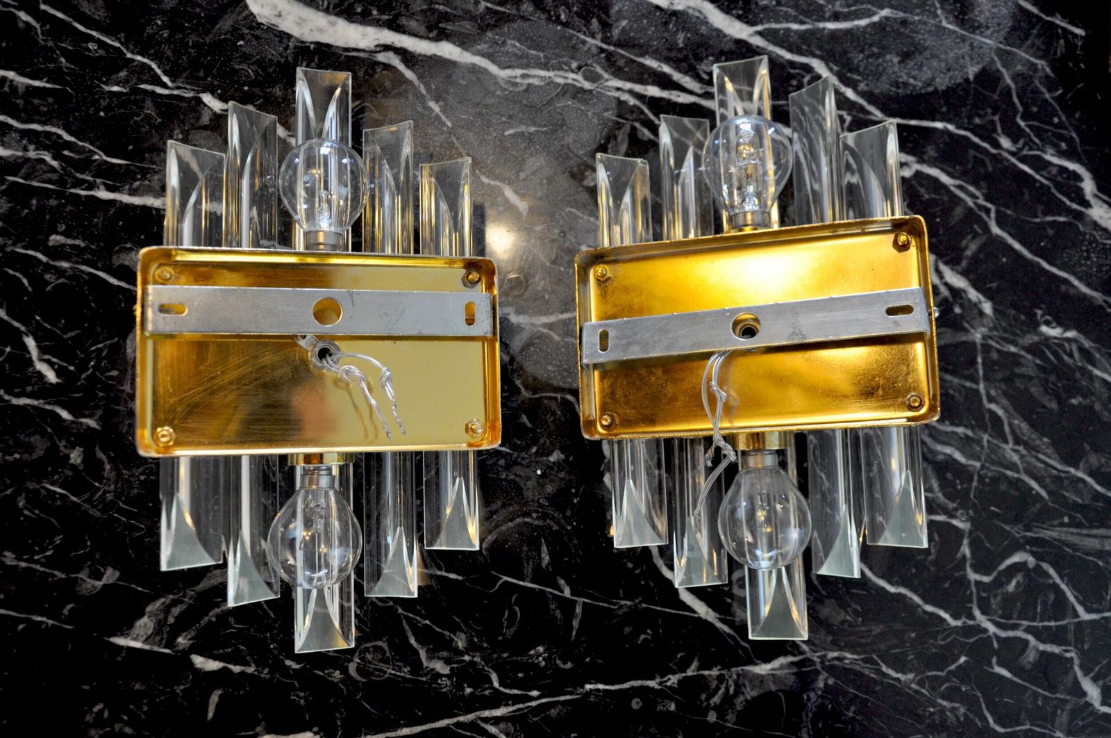 Pair Of Venini Wall Lamps Cut Glass Murano Italy 1970 photo Lighting
