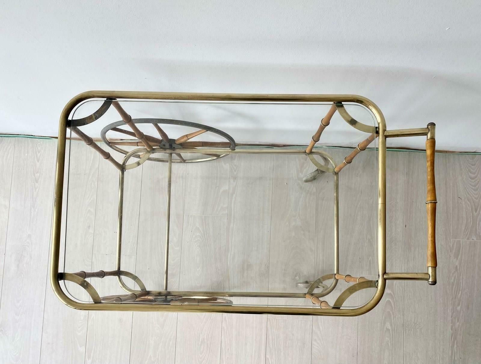photo furniture Maison Jansen Faux Bamboo & Brass Drinks Trolley