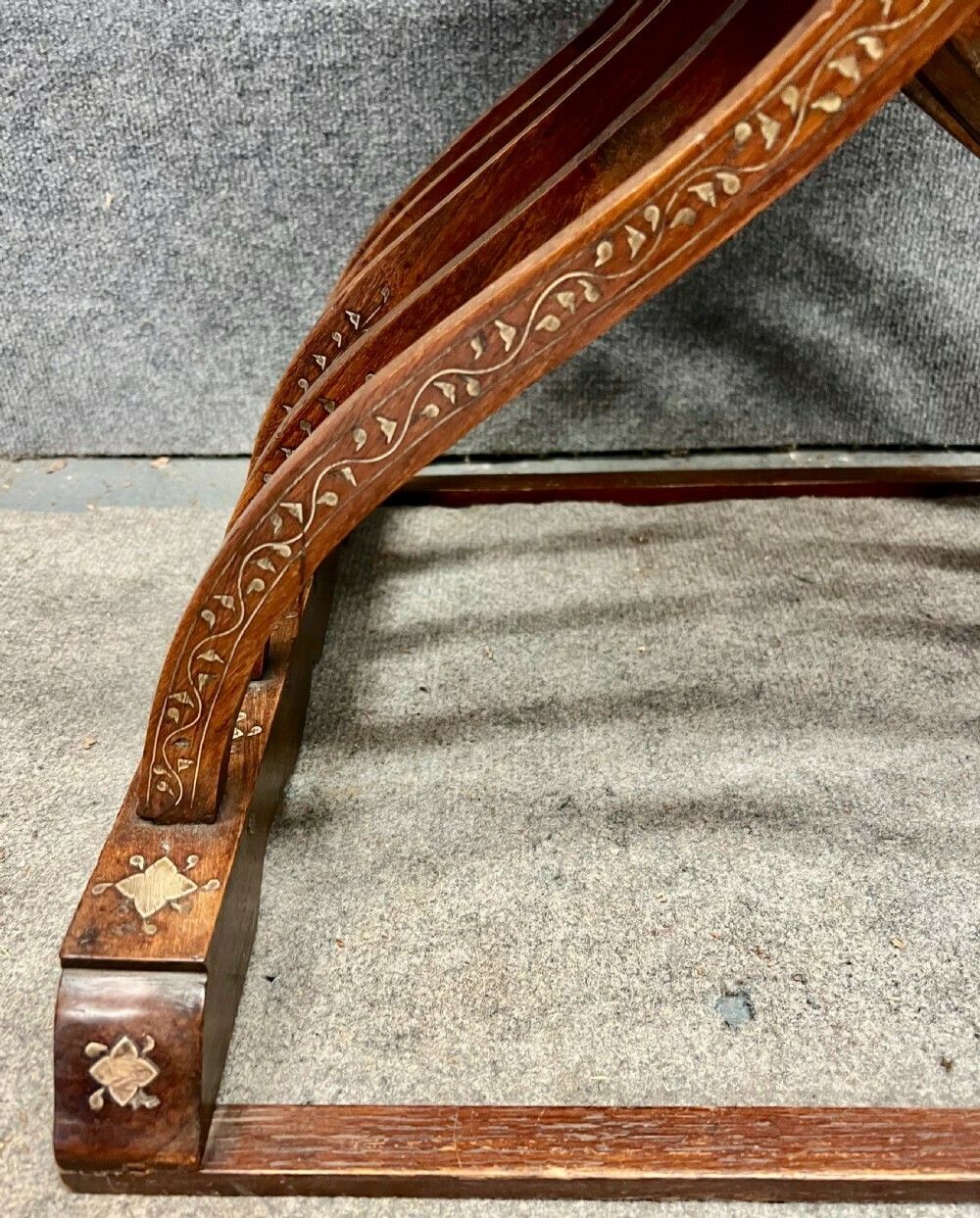 Furniture Indian Hoshiarpur Brass Inlaid Savronola Style Armchair photo