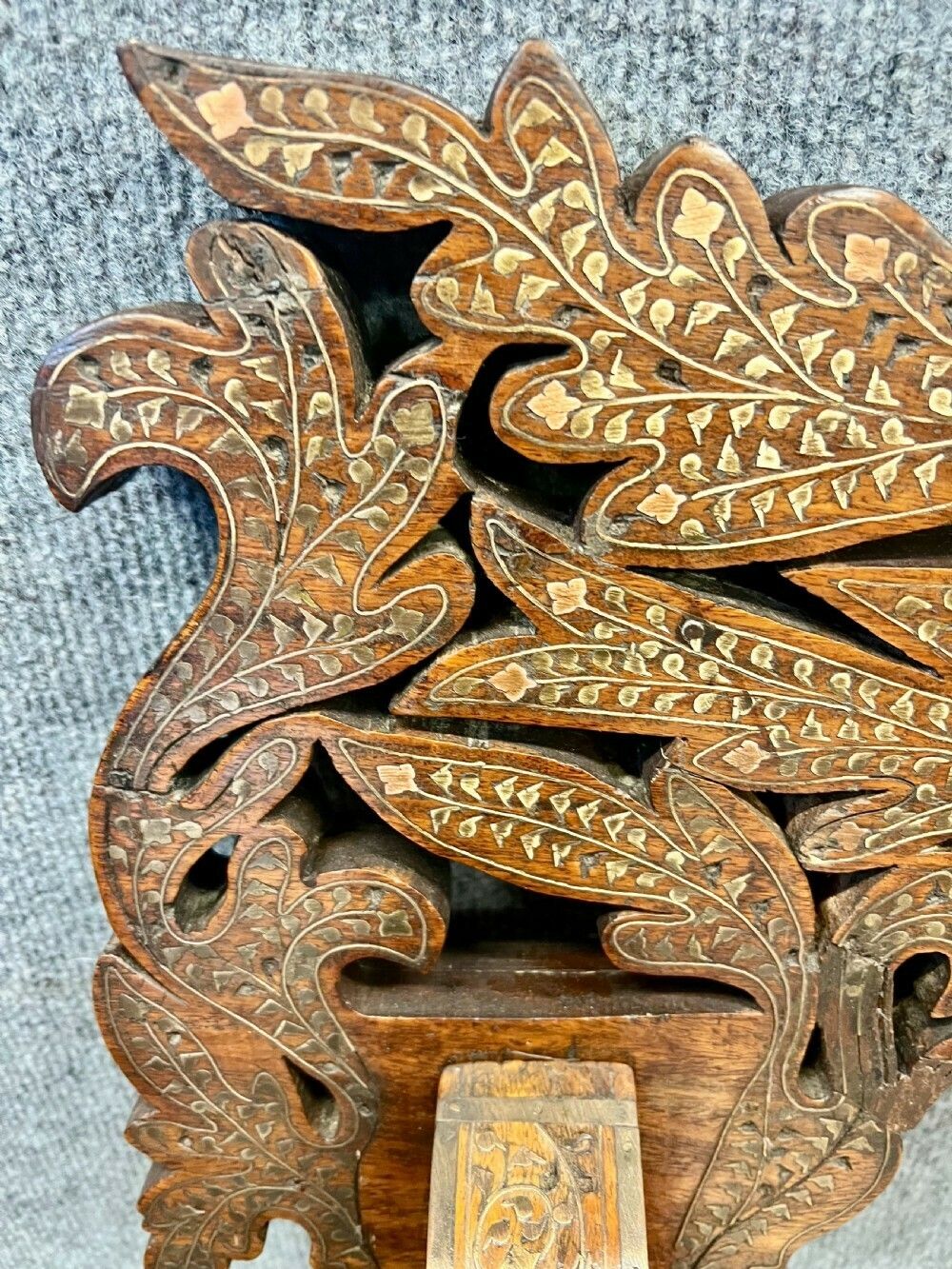 photo buy Indian Hoshiarpur Brass Inlaid Savronola Style Armchair