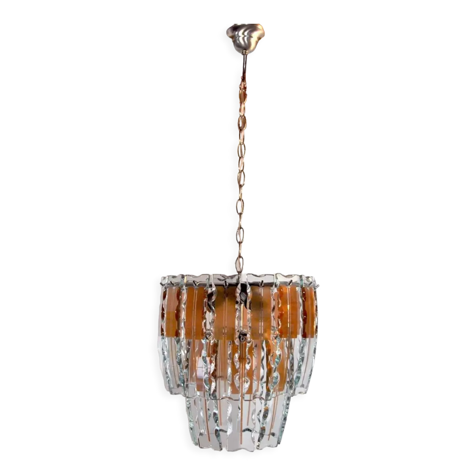 Zero Quattro Chandelier In Brown Cut Glass From Murano Italy 1970