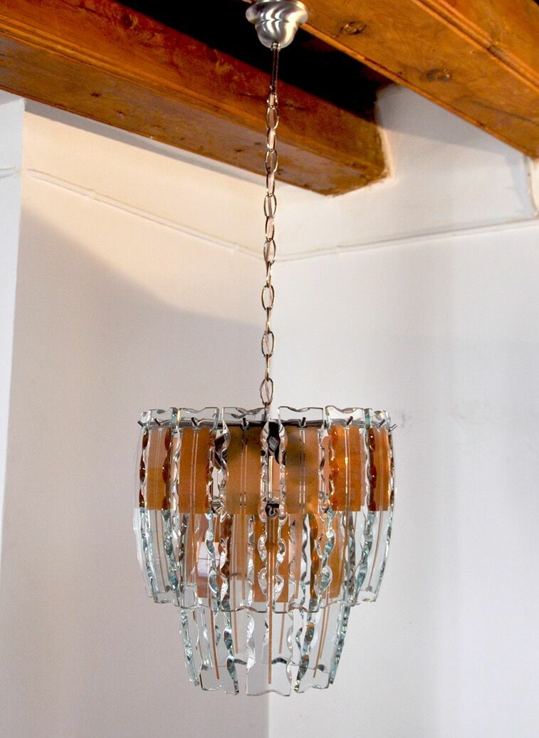 Zero Quattro Chandelier In Brown Cut Glass From Murano Italy 1970 photo 2529.0