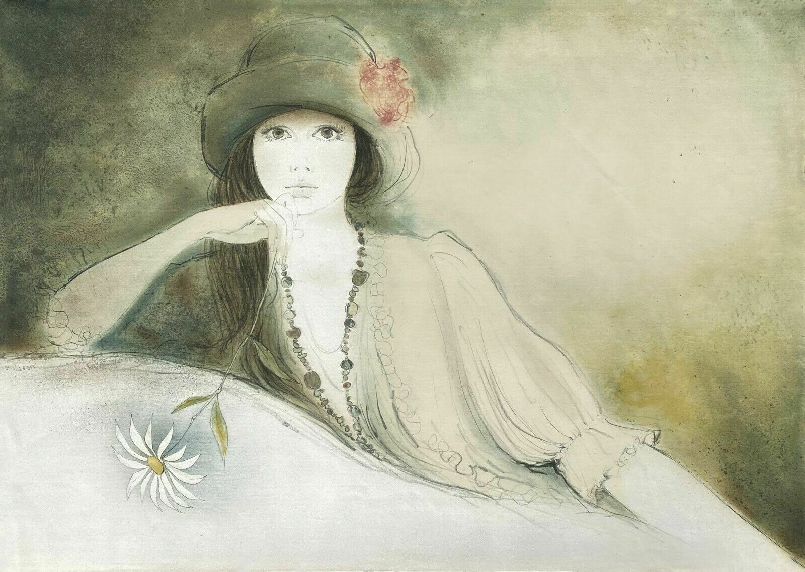 Silk   Bernard Charoy Original Lithograph On Silk Silk Erotica Woman Femme