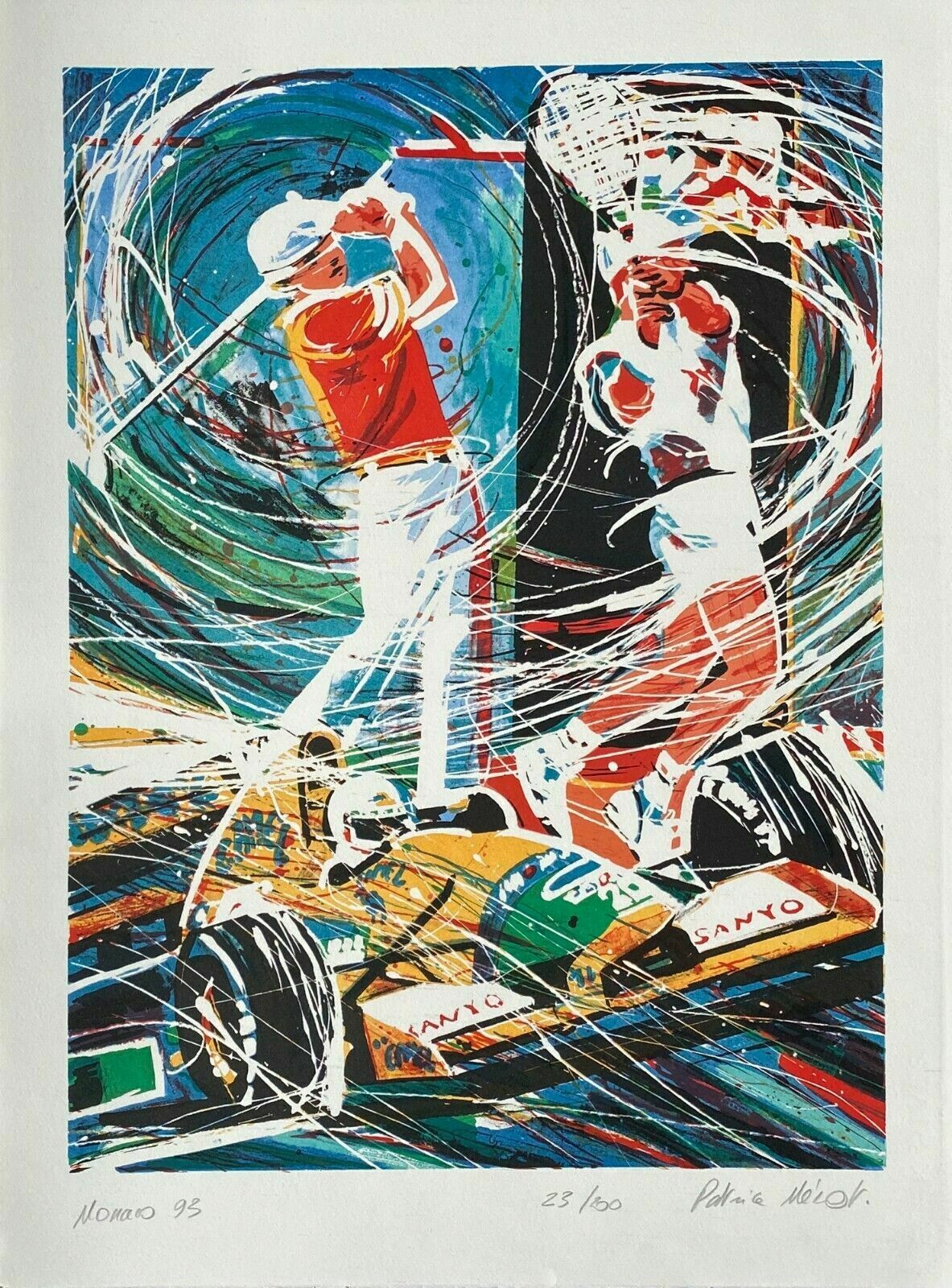 Patrice Merot   Signed Lithograph   Grand Prix Monaco Golf Tennis Rallye