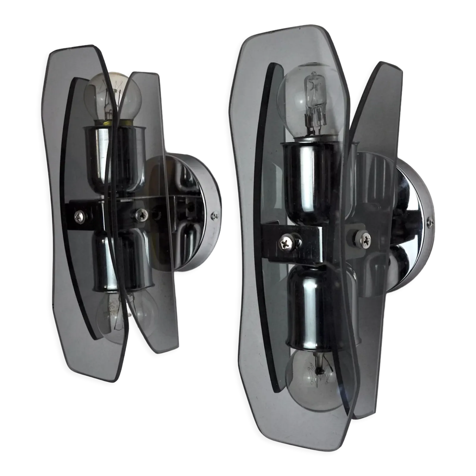 Pair Of Black Veca Sconces, Murano Glass, Italy, 1960s