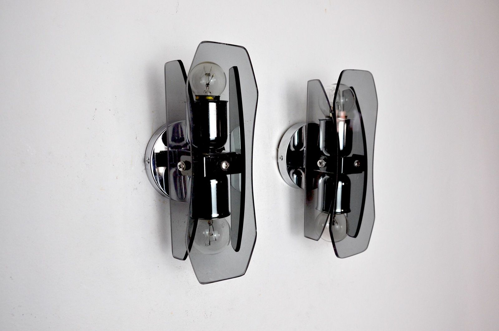 Pair Of Black Veca Sconces, Murano Glass, Italy, 1960s photo buy